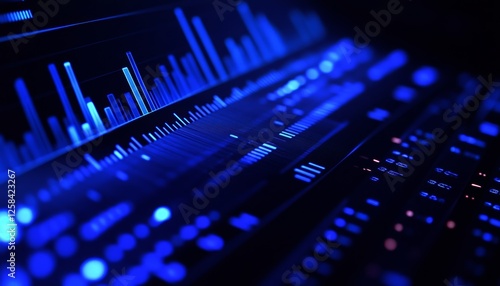 an audio visual graph on the screen, with blue lines 