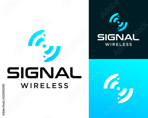 Letter S monogram wifi signal technology logo design.