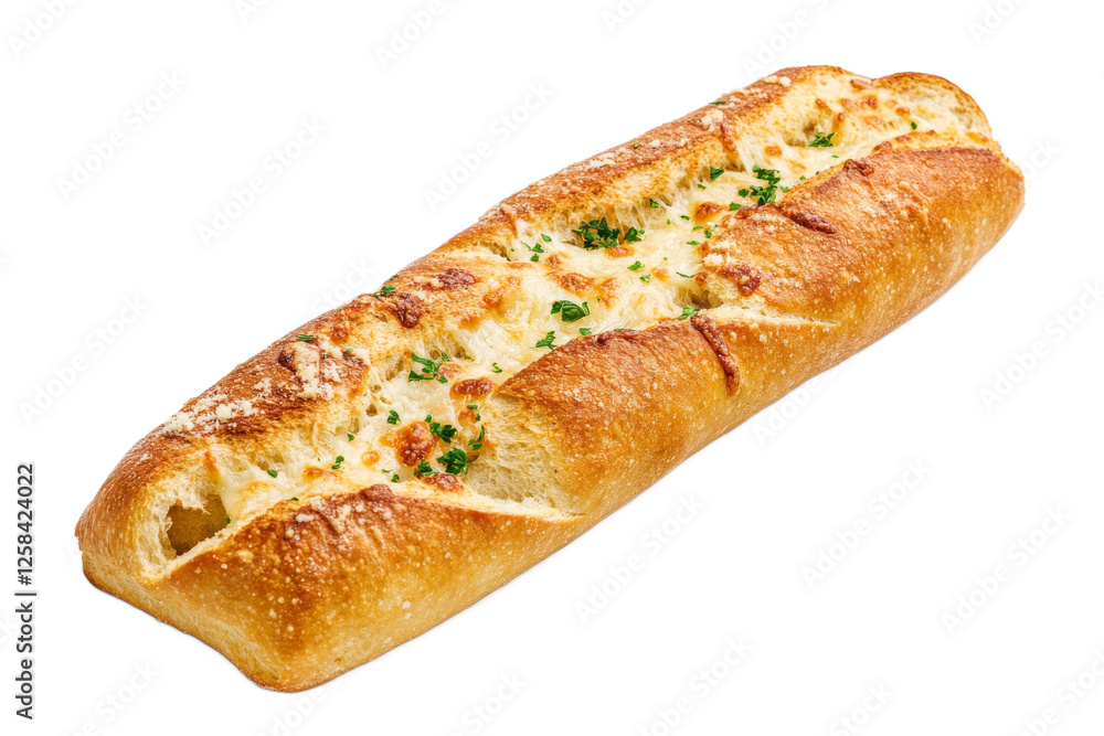 Baked garlic bread with herbs and cheese topping Baked garlic bread with herbs and cheese topping