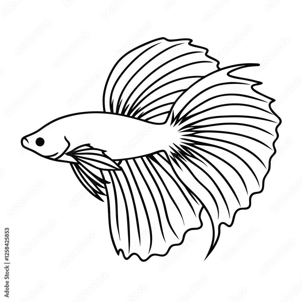 Fototapeta premium A Betta fish silhouette swimming gracefully,