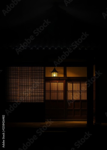Obraz na płótnie Traditional japanese house with bamboo blind bamboo house background beautiful bamboo asian seaport baltic sea antebellum w salonie