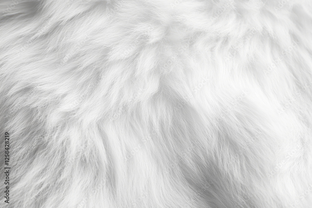 Fototapeta premium Textured polar bear fur, thick and fluffy white with subtle variations, capturing the warmth and depth of the animalâ€™s coat.