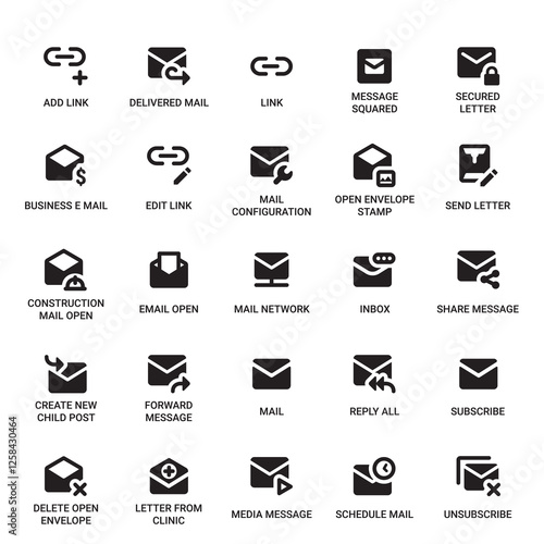 Email Category Outline Pictogram Icons Set