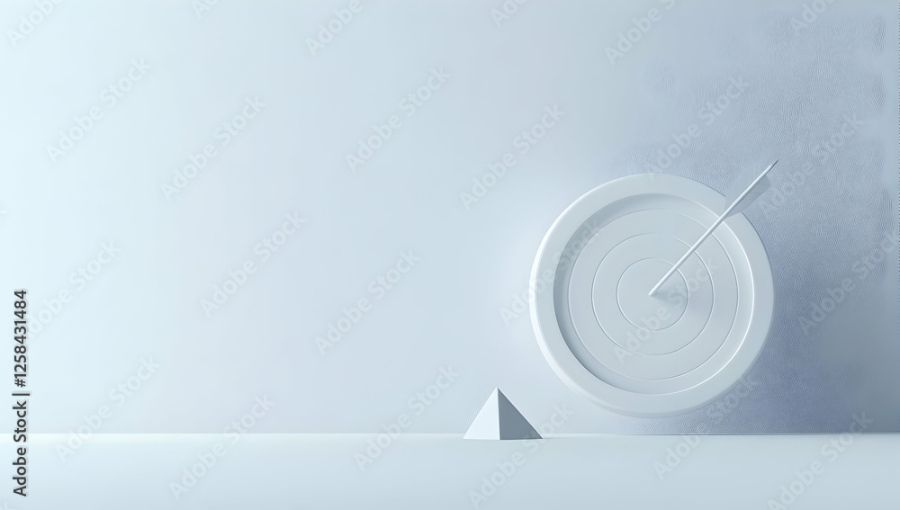 Fototapeta premium A white target with an arrow in the center, against a clean background
