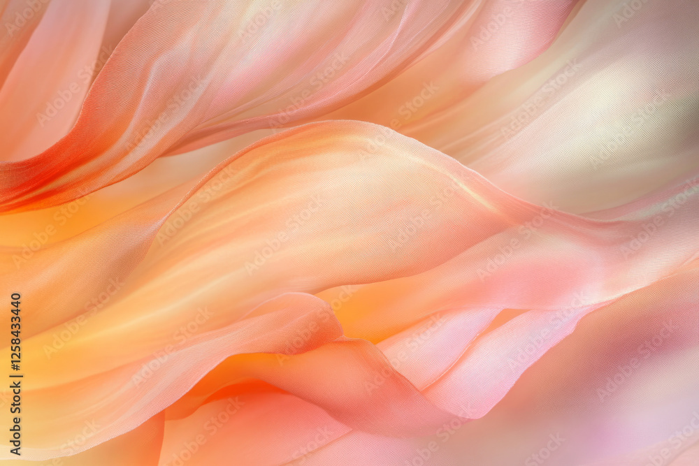 Silk fabric folds, in soft peach fuzz color, catching gentle highlights for an elegant, flowing effect. Silk fabric folds, in soft peach fuzz color, catching gentle highlights for an elegant, flowing effect.