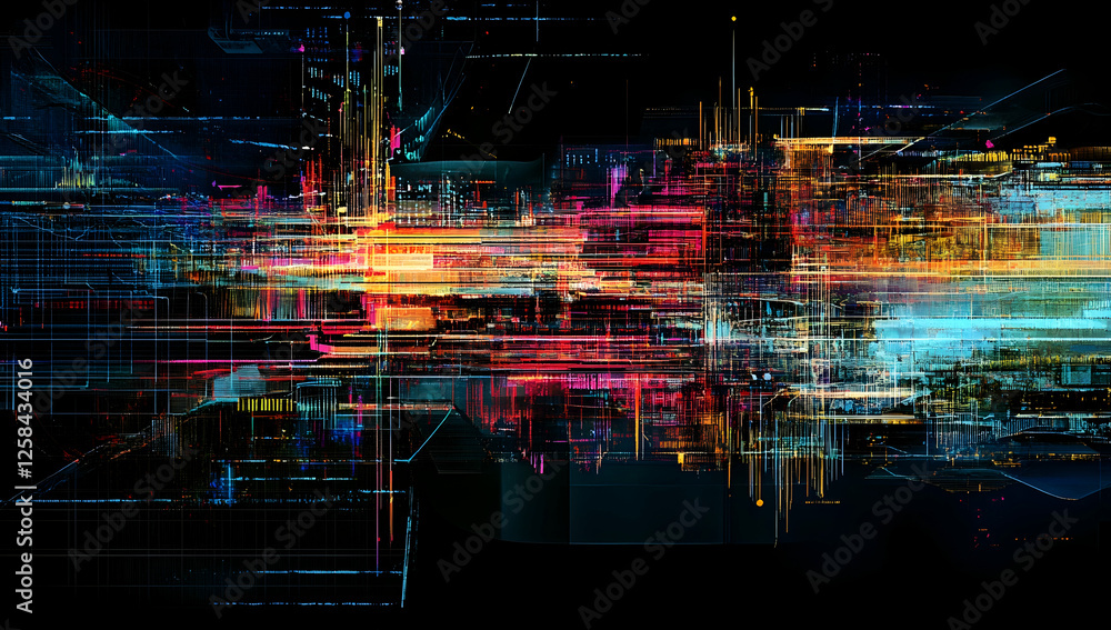 A digital artwork depicting an abstract representation of data flow A digital artwork depicting an abstract representation of data flow