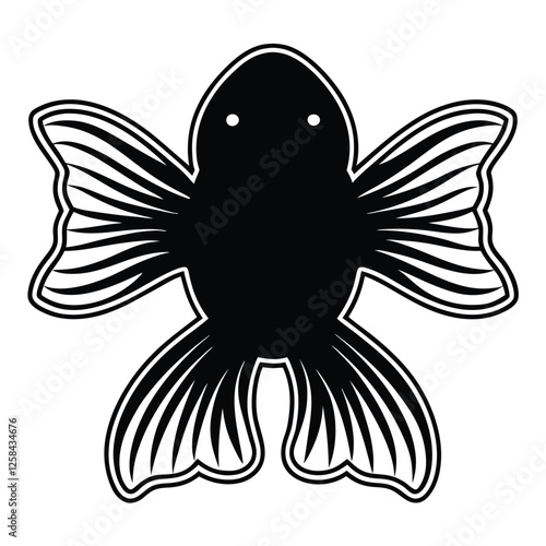 A goldfish silhouette swimming gracefully with its flowing fins and tail elegantly extended behind it 