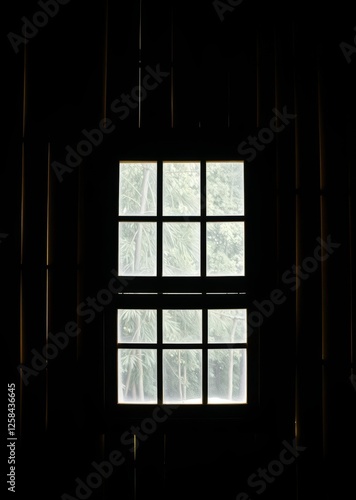 Obraz na płótnie Window in a house bamboo house background beautiful bamboo asian seaport baltic sea antebellum w salonie