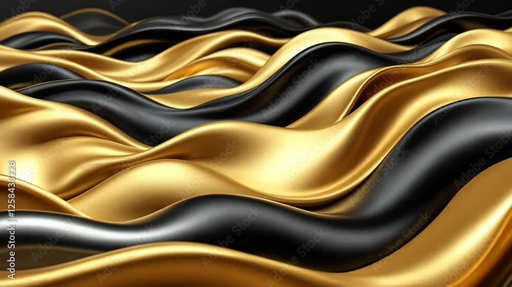 Stylized Waves of Black and Gold Fabric Creating an Elegant and Luxurious Aesthetic Stylized Waves of Black and Gold Fabric Creating an Elegant and Luxurious Aesthetic