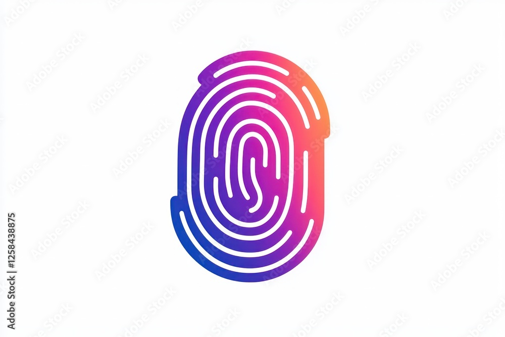 3D fingerprint sensor icon, sleek biometric design with sharp edges on white background. 3D fingerprint sensor icon, sleek biometric design with sharp edges on white background.