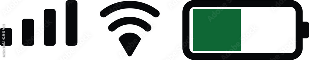 Status bar icon. Icon in trendy flat style isolated on white background. Note symbol for your web site design, logo, app, UI. Vector illustration, EPS10. Status bar icon. Icon in trendy flat style isolated on white background. Note symbol for your web site design, logo, app, UI. Vector illustration, EPS10.