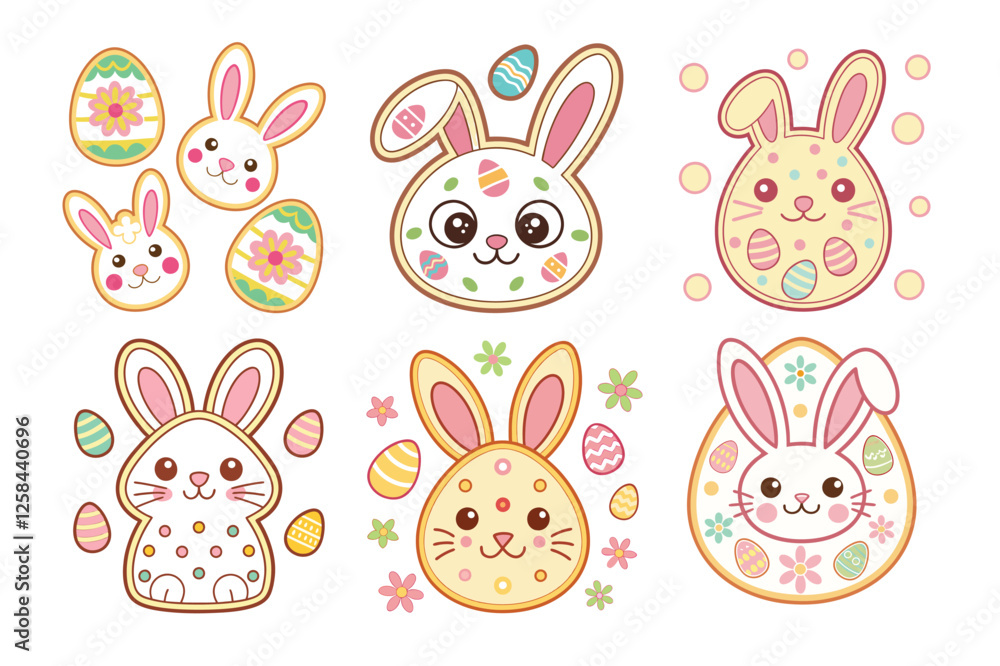 A Bundle of Cute Easter cookies vector cartoon illustration Easter day A Bundle of Cute Easter cookies vector cartoon illustration Easter day