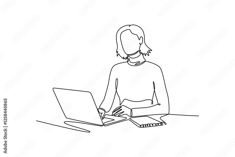 Business Woman concept. Single line draw design vector graphic illustration. Business Woman concept. Single line draw design vector graphic illustration.