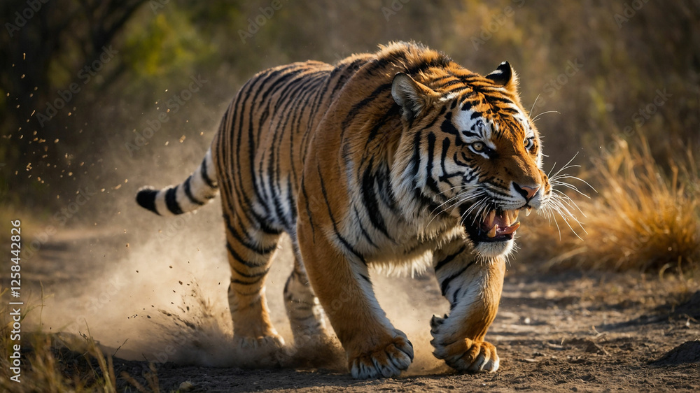 Obraz premium a amaging and aggressive tiger in a jungle hungry tiger