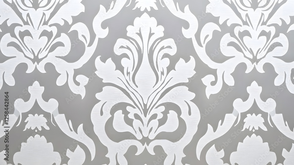 Elegant White Floral Design on Subtle Gray Background Texture Elegant White Floral Design on Subtle Gray Background Texture
