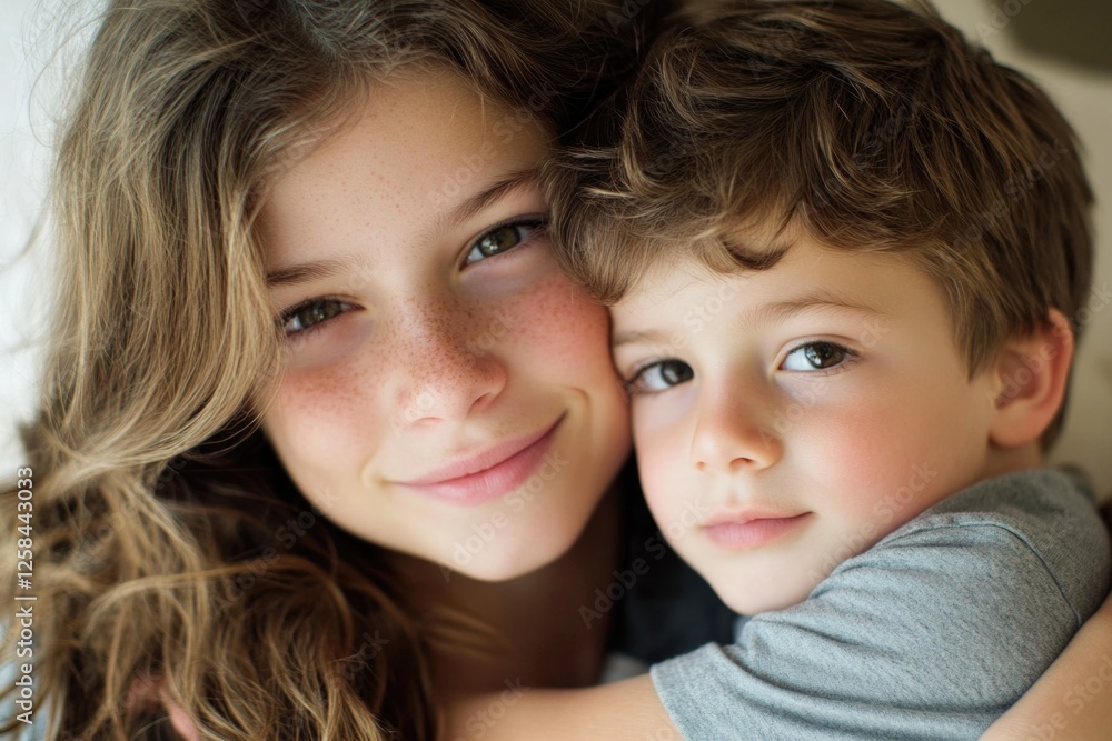 A tender moment between two young people, captured in a warm and intimate hug A tender moment between two young people, captured in a warm and intimate hug