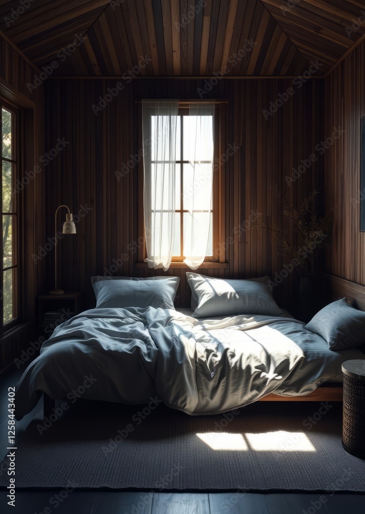 A serene bedroom showcases sustainable bamboo furniture and organic linens bathed in natural light fostering a tranquil atmosphere and promoting eco-friendly living bamboo house background beautiful b