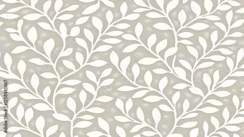 Elegant Leaf Pattern on Soft Gray Background for Design Use