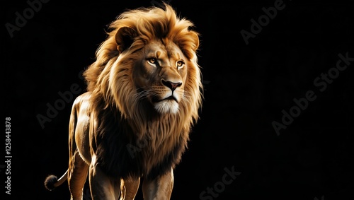 Majestic Lion Portrait with Lush Mane photo