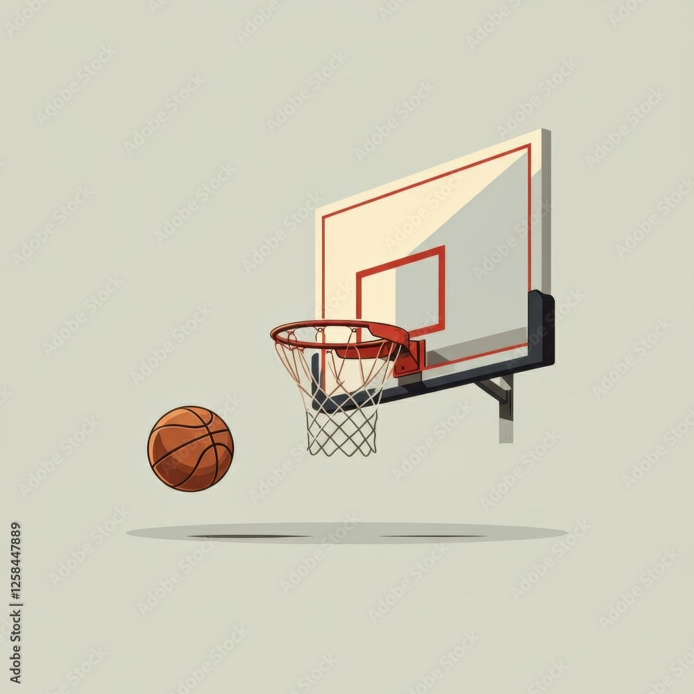 A simple illustration of a basketball and hoop A simple illustration of a basketball and hoop