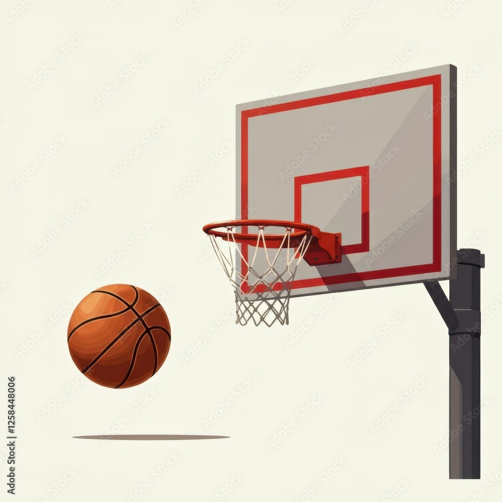 A simple illustration of a basketball and hoop A simple illustration of a basketball and hoop