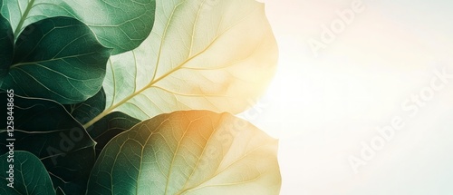 Close Up of Green Leaves with Sunlight