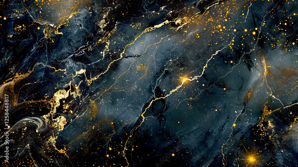 Abstract dark blue and gold marble texture with cracks and sparkles. Elegant and luxurious pattern for backgrounds and wall art. Abstract dark blue and gold marble texture with cracks and sparkles. Elegant and luxurious pattern for backgrounds and wall art.
