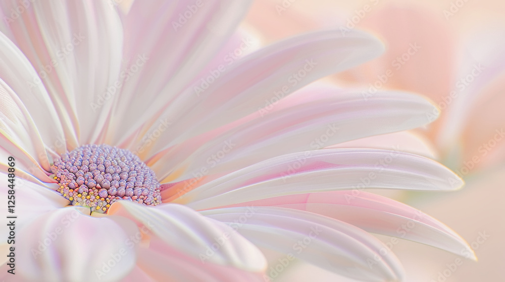Soft Pastel Osteospermum Flower. Close-up of pastel colored osteospermum flower, dreamy background. Soft lighting, delicate gradient of pink, white petals, elegant floral background Soft Pastel Osteospermum Flower. Close-up of pastel colored osteospermum flower, dreamy background. Soft lighting, delicate gradient of pink, white petals, elegant floral background