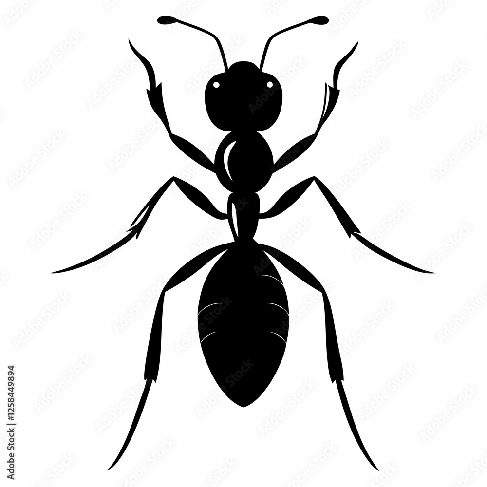 Ant vector silhouette black design white background