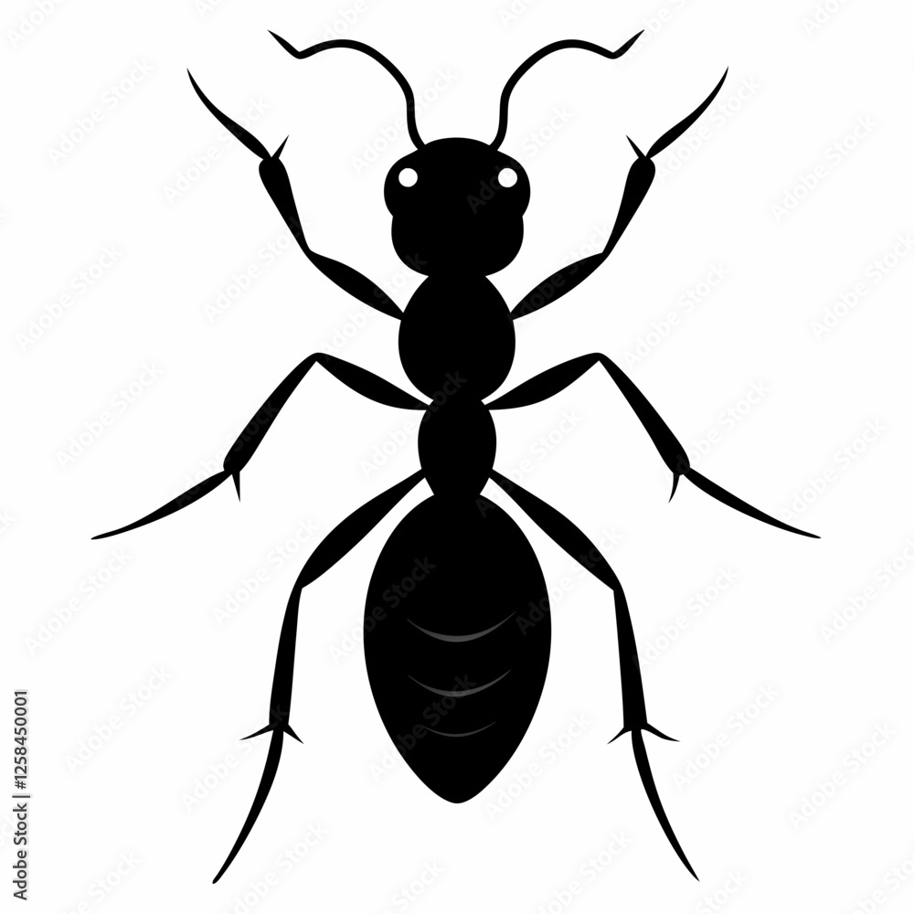 Ant vector silhouette black design white background Ant vector silhouette black design white background