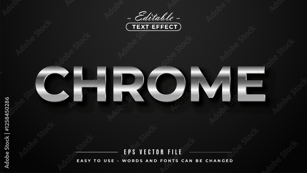 Fototapeta premium Chrome text effect editable luxury fancy title text style.