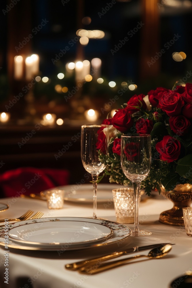 Romantic fine dining restaurant setting Romantic fine dining restaurant setting