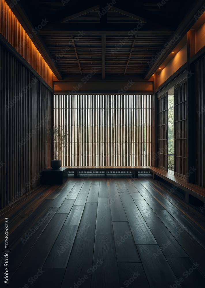 Bamboo flooring in a traditional korean interior with wellbeing design and ecofriendly materials top view showcasing natural harmony futuristic tone vivid bamboo house background beautiful bamboo asia