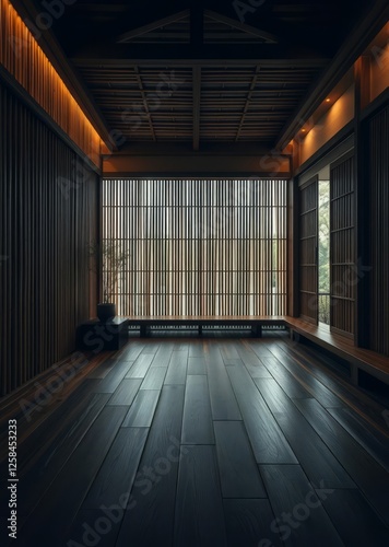 Obraz na płótnie Bamboo flooring in a traditional korean interior with wellbeing design and ecofriendly materials top view showcasing natural harmony futuristic tone vivid bamboo house background beautiful bamboo asia w salonie