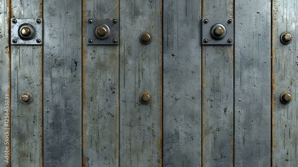 Fototapeta premium Rustic Wooden Wall with Metal Studs and Weathered Blue Finish