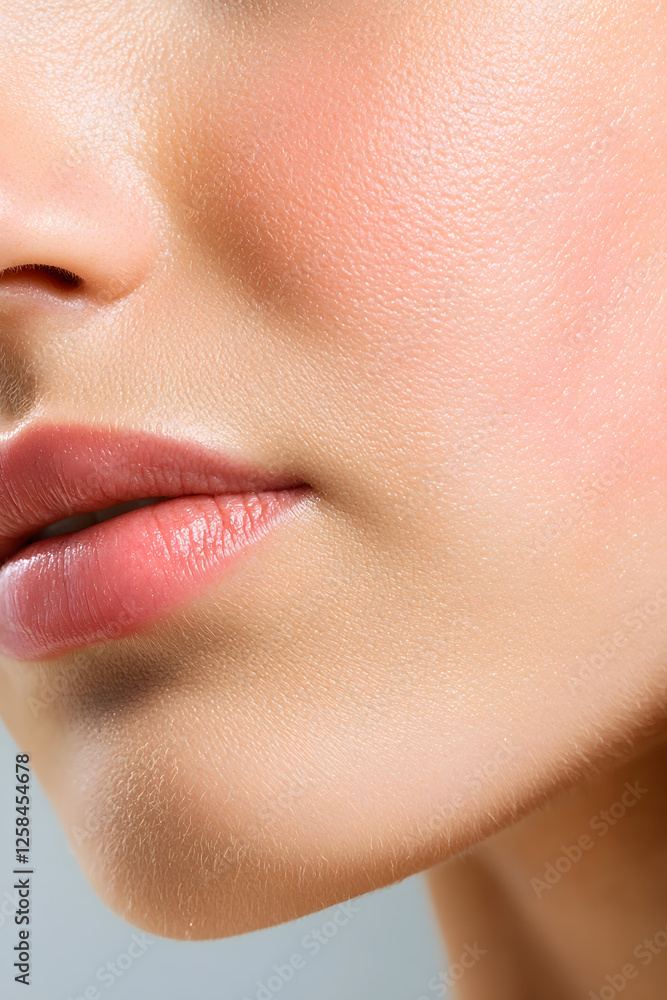 Close up photo with beautiful female face with plump lips. Close-up face detail. Close up photo with beautiful female face with plump lips. Close-up face detail.