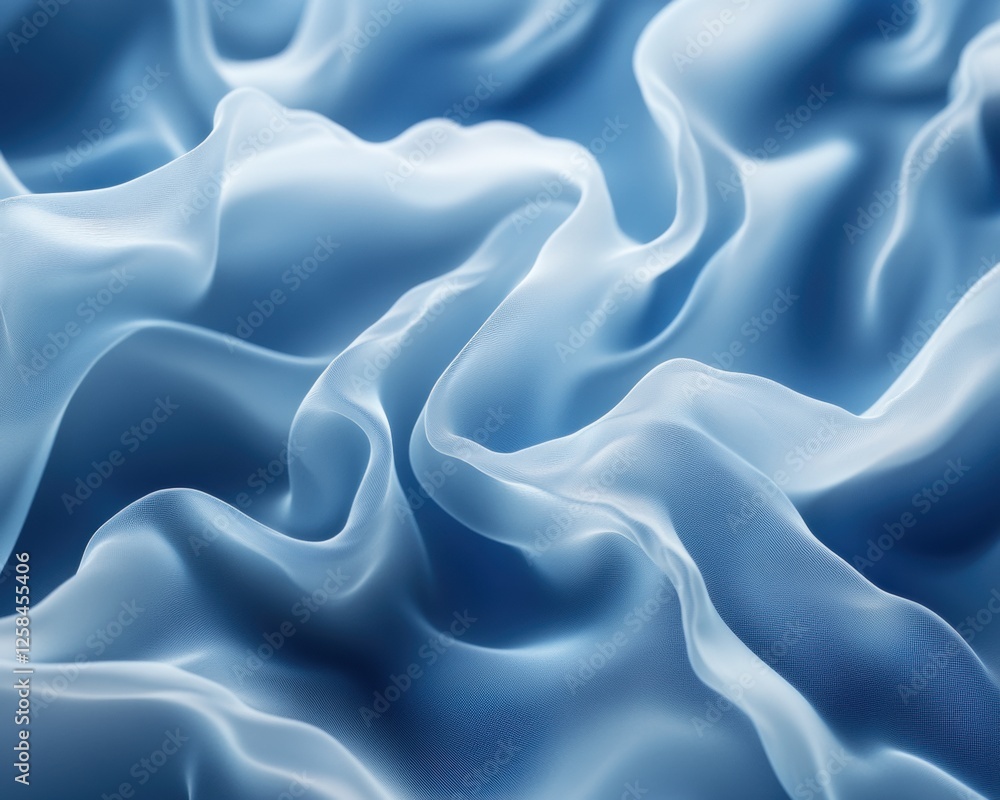 Fototapeta premium Soft blue silk fabric flowing elegantly.