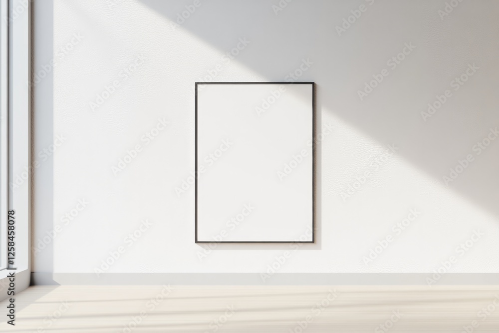 Minimalist design showcases empty frame against bright, sunlit w Minimalist design showcases empty frame against bright, sunlit w