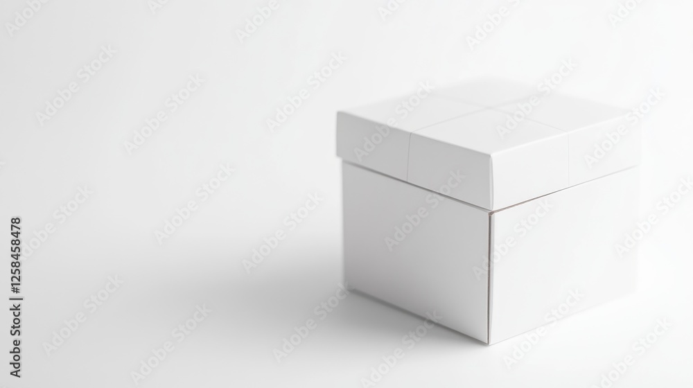 A small white box sitting on a flat surface, possibly containing items or serving as a decorative piece A small white box sitting on a flat surface, possibly containing items or serving as a decorative piece