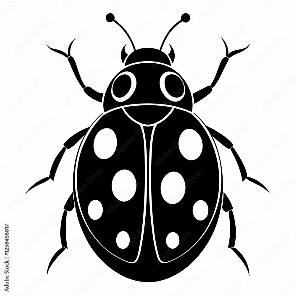 Obraz premium Ladybug vector silhouette black design white background