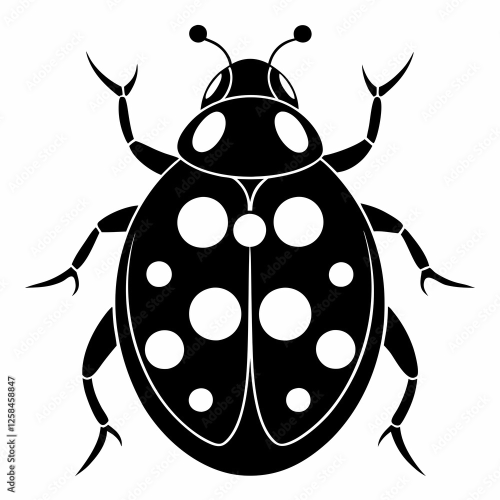 Obraz premium Ladybug vector silhouette black design white background
