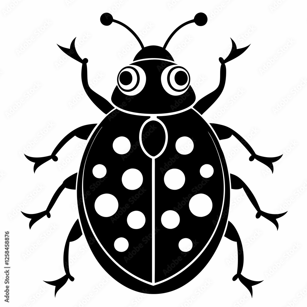 Ladybug vector silhouette black design white background Ladybug vector silhouette black design white background