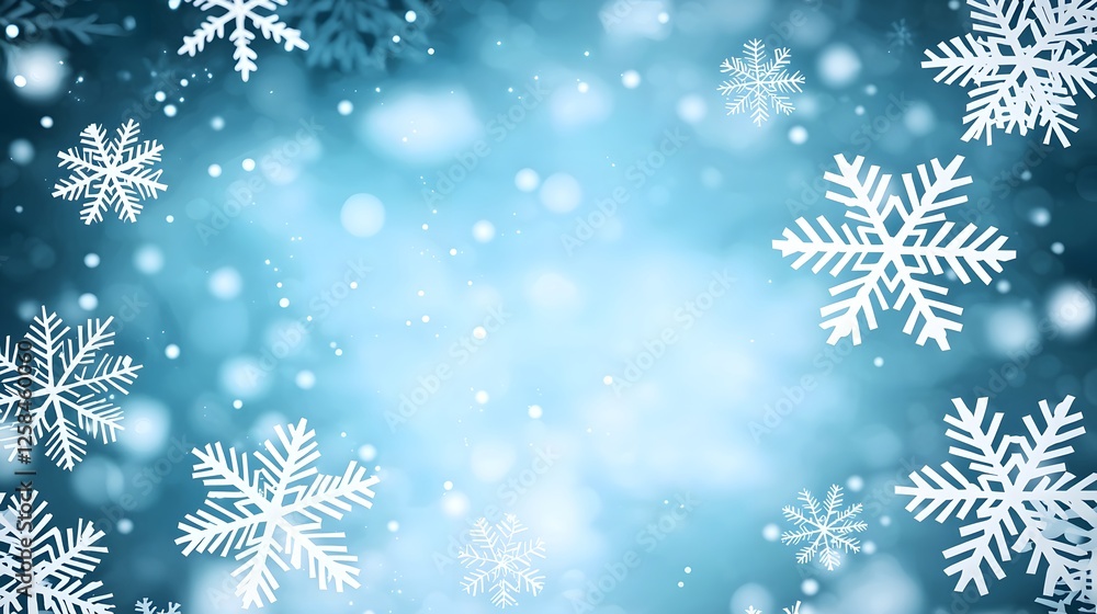 Snowflakes on a Soft Blue Background for Winter or Holiday Themes Snowflakes on a Soft Blue Background for Winter or Holiday Themes