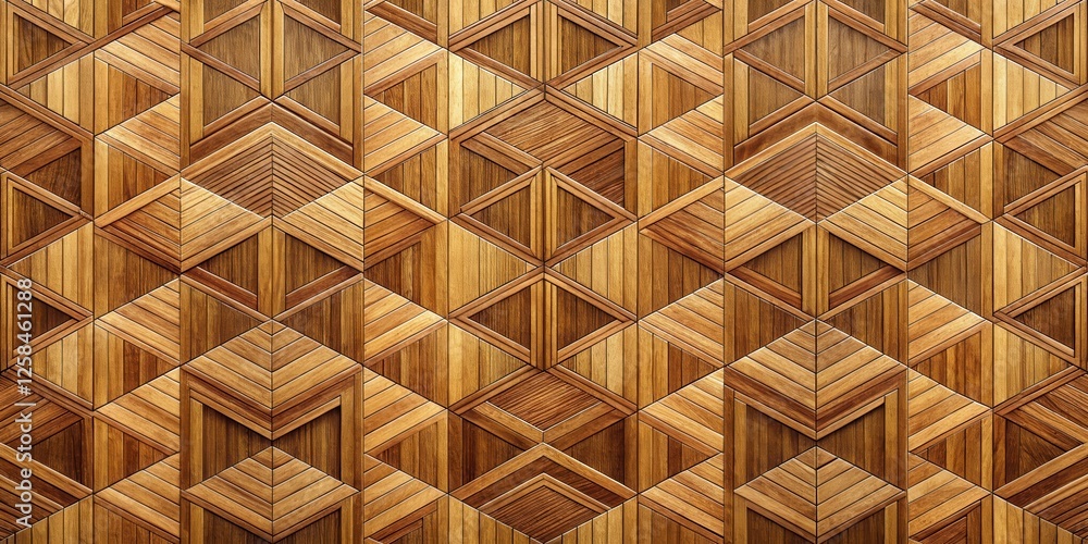 Abstract Wooden Geometric Pattern with Interlocking Triangles and Hexagons Abstract Wooden Geometric Pattern with Interlocking Triangles and Hexagons