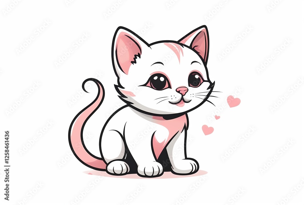 illustration of a drawn cute kitten, isolated on white background illustration of a drawn cute kitten, isolated on white background