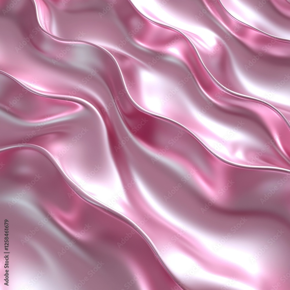 Obraz premium Shimmering Pink Fabric Texture with Fluid Wave Patterns and Reflection