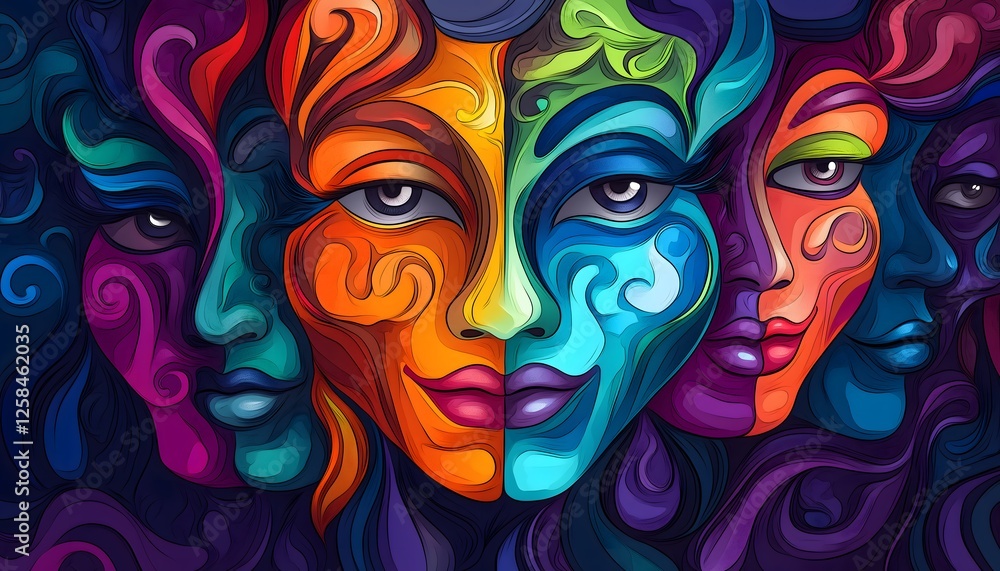 Fototapeta Abstract and artistic wallpaper of colorful masks