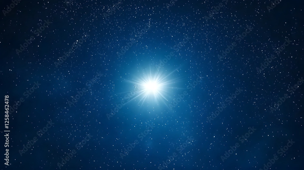 Bright Shining Star in Deep Galactic Space with Twinkling Stars Bright Shining Star in Deep Galactic Space with Twinkling Stars