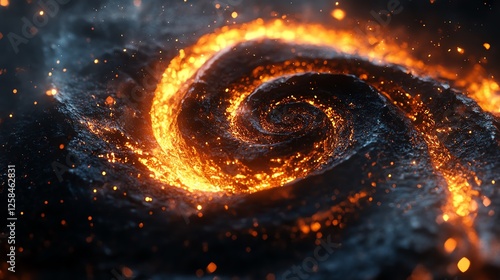 Cosmic swirl of fiery elements and energy. photo