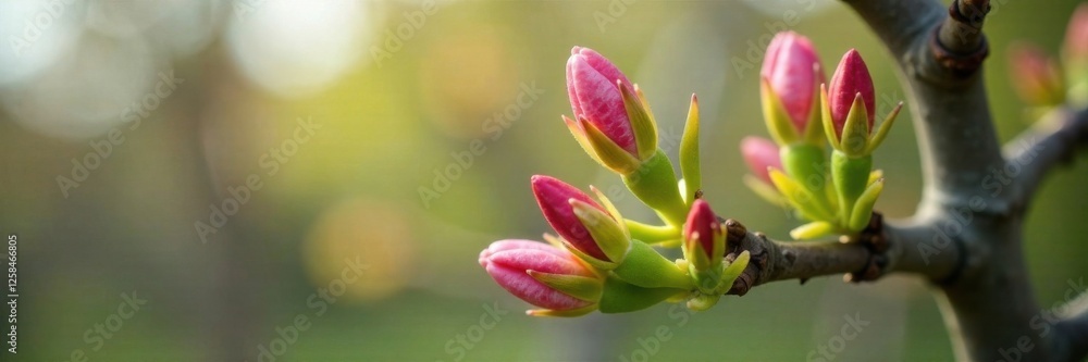 Fototapeta premium Spring buds unfolding on a tree , growth, tree, branch